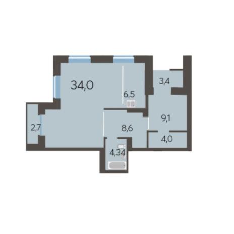 Вариант №5981, 2-комнатная квартира в жилом комплексе Пшеница
