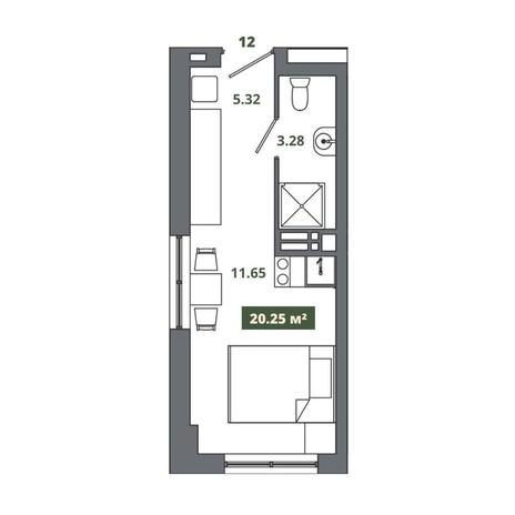 Вариант №12517, 1-комнатная квартира в жилом комплексе 