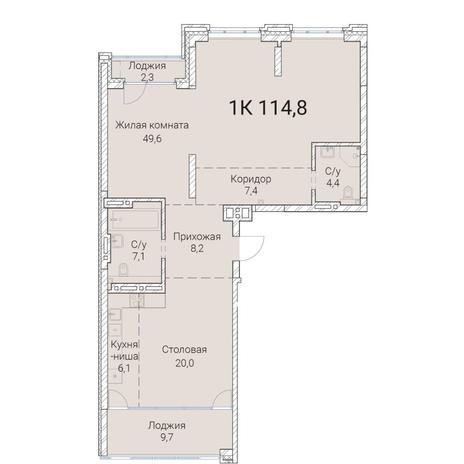 Вариант №9974, 1-комнатная квартира в жилом комплексе 