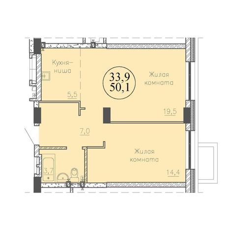 Вариант №8513, 2-комнатная квартира в жилом комплексе 