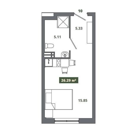 Вариант №12505, 1-комнатная квартира в жилом комплексе 
