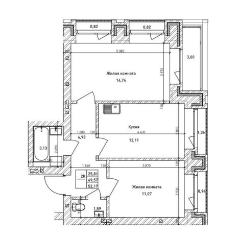 Вариант №15531, 2-комнатная квартира в жилом комплексе Прованс