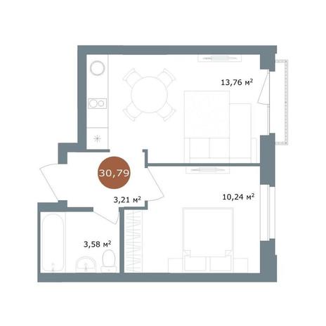 Вариант №15023, 2-комнатная квартира в жилом комплексе Пшеница