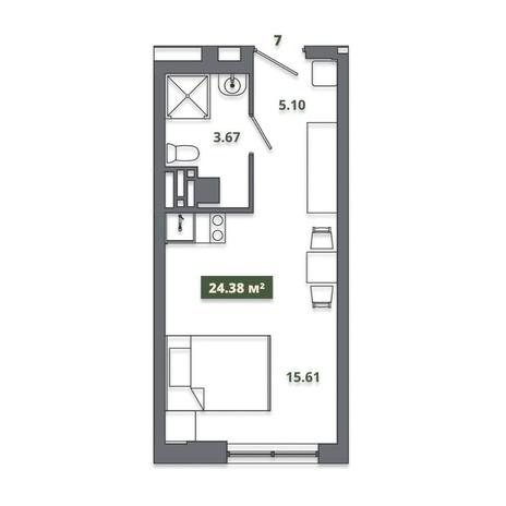 Вариант №12510, 1-комнатная квартира в жилом комплексе 