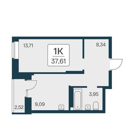 Вариант №17760, 1-комнатная квартира в жилом комплексе Квартал на Игарской