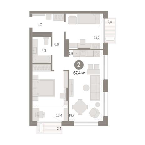 Вариант №8147, 3-комнатная квартира в жилом комплексе Классик (Classic)