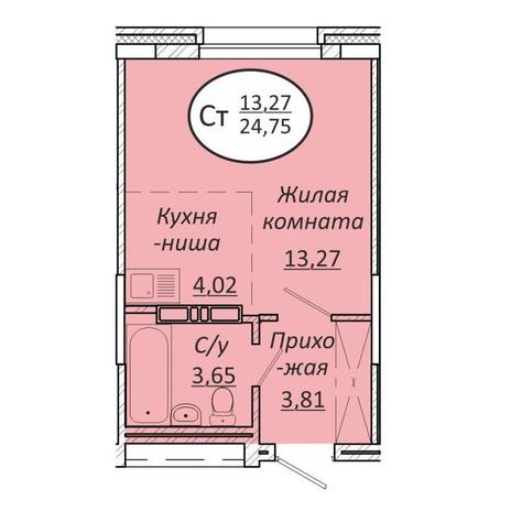 Вариант №13588, 1-комнатная квартира в жилом комплексе Пролетарский