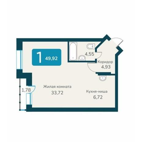 Вариант №10702, 1-комнатная квартира в жилом комплексе Марсель-2
