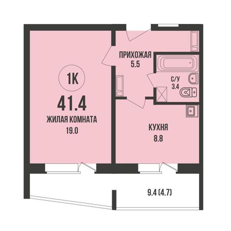 Вариант №17347, 1-комнатная квартира в жилом комплексе Виноград