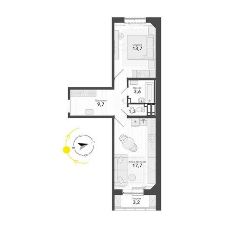 Вариант №14770, 2-комнатная квартира в жилом комплексе Фора