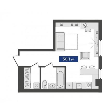 Вариант №9853, 1-комнатная квартира в жилом комплексе Державина 50