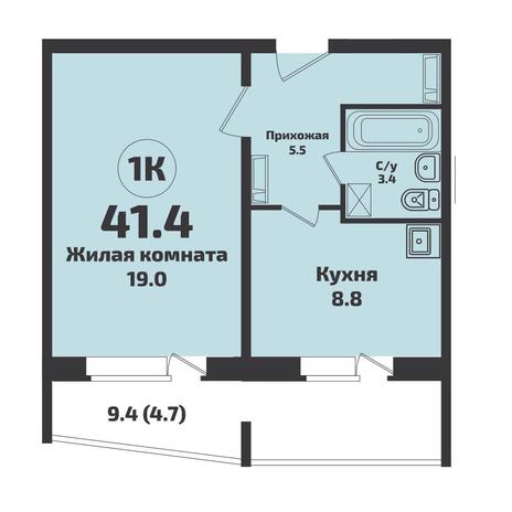 Вариант №8805, 1-комнатная квартира в жилом комплексе 