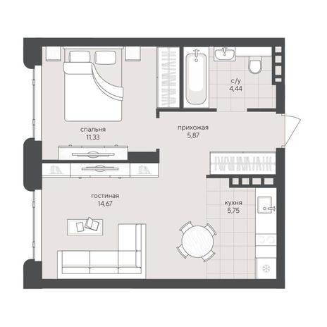 Вариант №15334, 1-комнатная квартира в жилом комплексе Баланс (Balance)