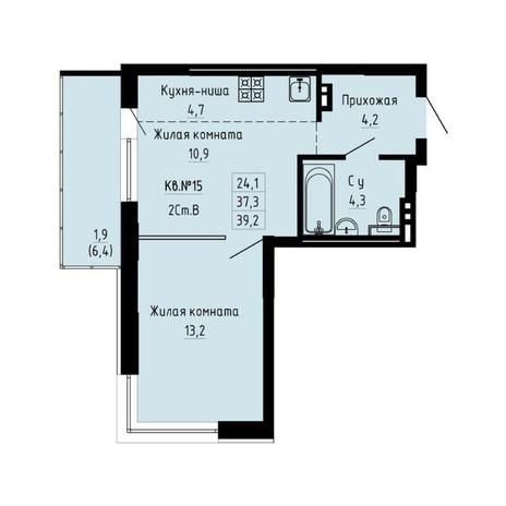 Вариант №13225, 2-комнатная квартира в жилом комплексе Рубин