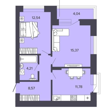 Вариант №8191, 2-комнатная квартира в жилом комплексе 