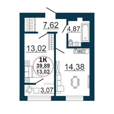 Вариант №8584, 2-комнатная квартира в жилом комплексе 