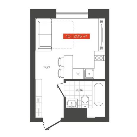 Вариант №13630, 1-комнатная квартира в жилом комплексе 