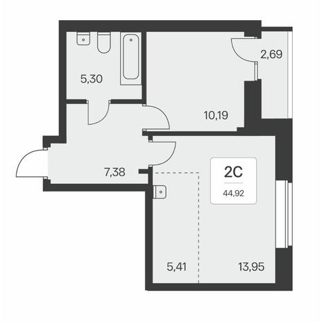 Вариант №8249, 2-комнатная квартира в жилом комплексе 