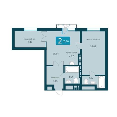 Вариант №10771, 2-комнатная квартира в жилом комплексе Марсель-2