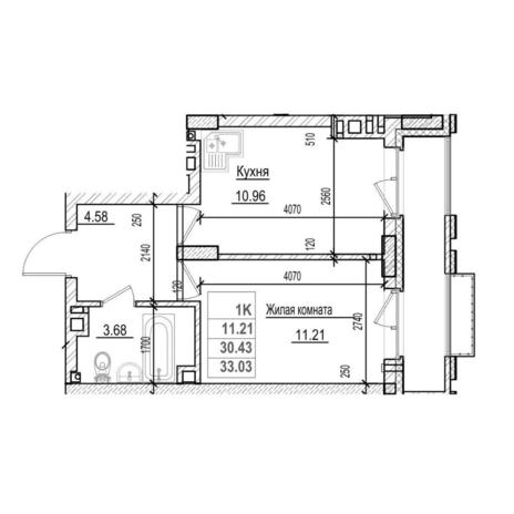 Вариант №14589, 1-комнатная квартира в жилом комплексе Прованс