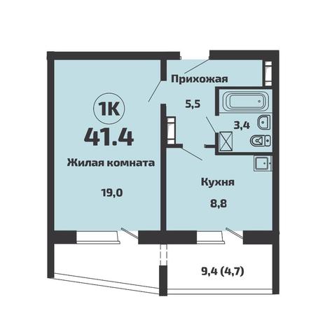 Вариант №11770, 1-комнатная квартира в жилом комплексе 