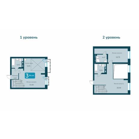 Вариант №7406, 3-комнатная квартира в жилом комплексе Авиатор