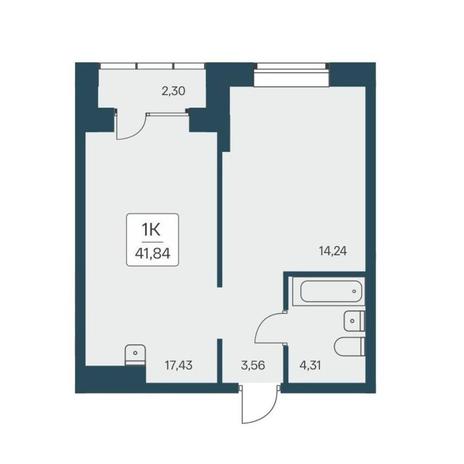 Вариант №12826, 1-комнатная квартира в жилом комплексе 