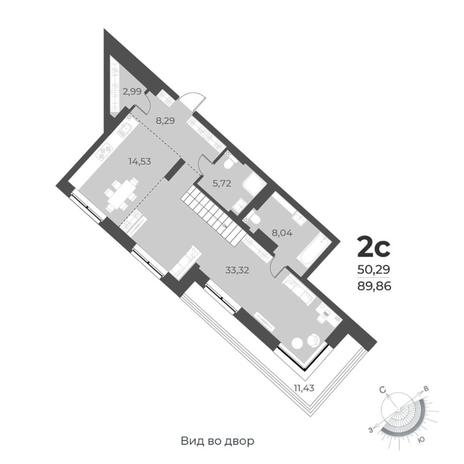 Вариант №8237, 2-комнатная квартира в жилом комплексе 