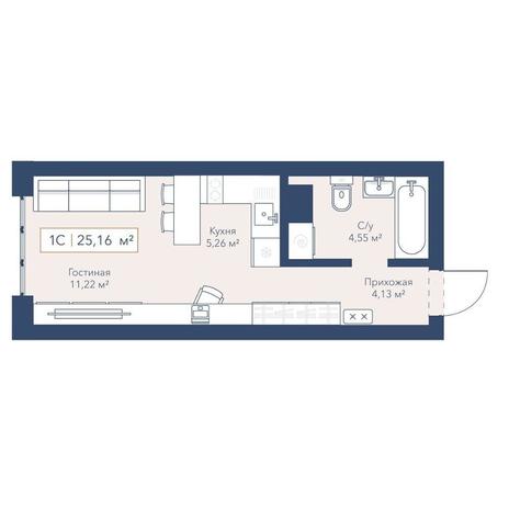 Вариант №17725, 1-комнатная квартира в жилом комплексе Баланс (Balance)