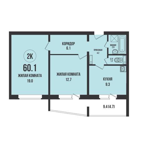 Вариант №14728, 2-комнатная квартира в жилом комплексе IQ aparts