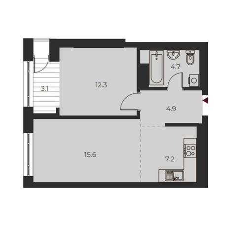 Вариант №14149, 2-комнатная квартира в жилом комплексе Авиатор