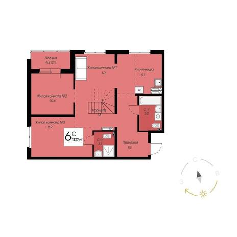 Вариант №11394, 6-комнатная квартира в жилом комплексе Квартал на Никитина