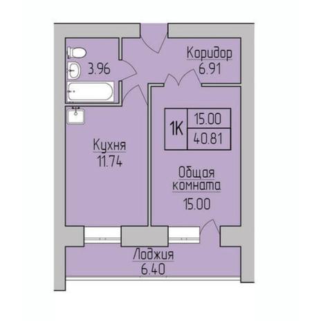 Вариант №6954, 1-комнатная квартира в жилом комплексе 