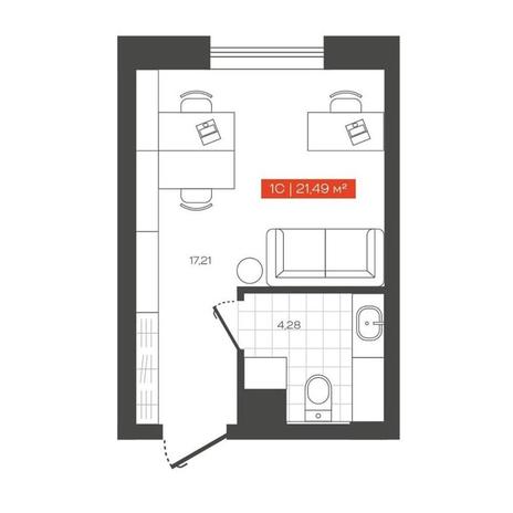 Вариант №13639, 1-комнатная квартира в жилом комплексе IQ aparts