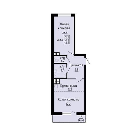 Вариант №13242, 2-комнатная квартира в жилом комплексе 