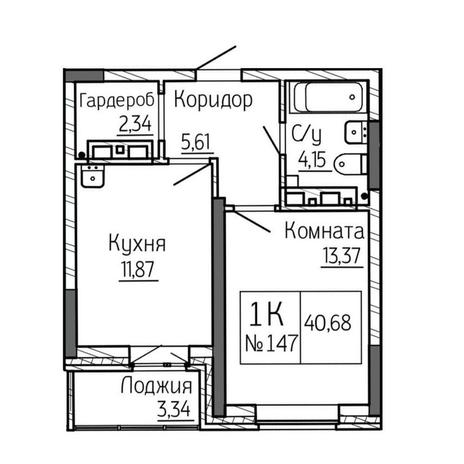 Вариант №9403, 1-комнатная квартира в жилом комплексе Расцветай на Красном