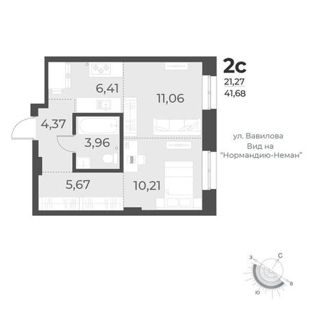 Вариант №10526, 2-комнатная квартира в жилом комплексе 