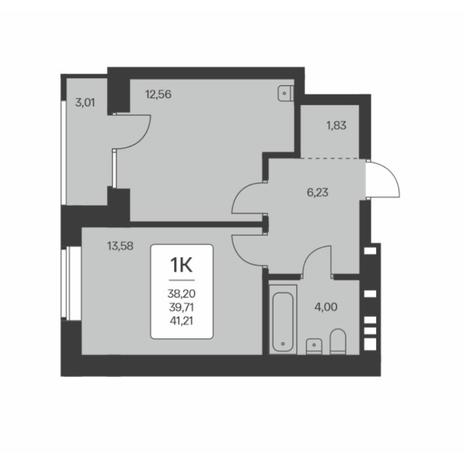 Вариант №8022, 1-комнатная квартира в жилом комплексе IQ aparts