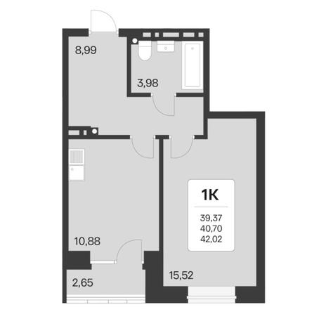 Вариант №6765, 1-комнатная квартира в жилом комплексе 