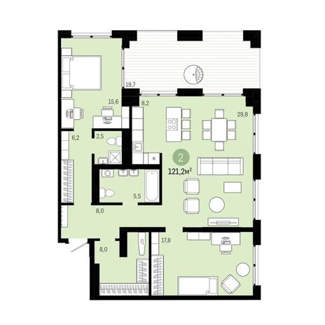 Вариант №9235, 2-комнатная квартира в жилом комплексе Авиатор