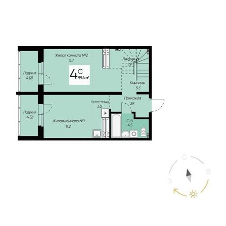 Вариант №11395, 4-комнатная квартира в жилом комплексе Тихомиров