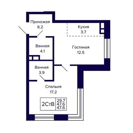 Вариант №16146, 2-комнатная квартира в жилом комплексе Citatum