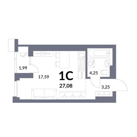 Вариант №11660, 1-комнатная квартира в жилом комплексе 