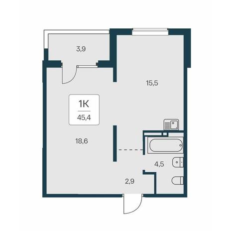 Вариант №14561, 1-комнатная квартира в жилом комплексе Akadem Klubb