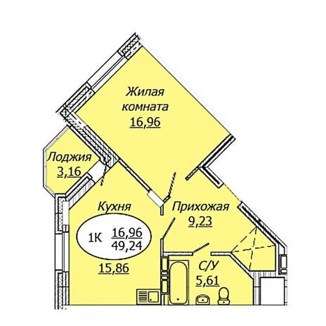 Вариант №17176, 1-комнатная квартира в жилом комплексе Династия