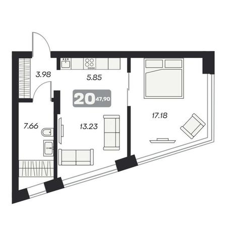 Вариант №11617, 2-комнатная квартира в жилом комплексе 