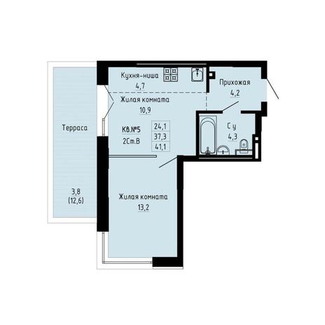 Вариант №13234, 2-комнатная квартира в жилом комплексе Сподвижники