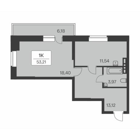 Вариант №8482, 1-комнатная квартира в жилом комплексе Акация на Кедровой