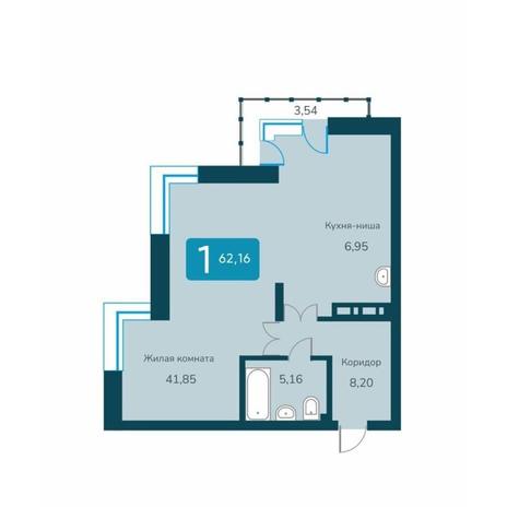 Вариант №12258, 2-комнатная квартира в жилом комплексе Марсель-2