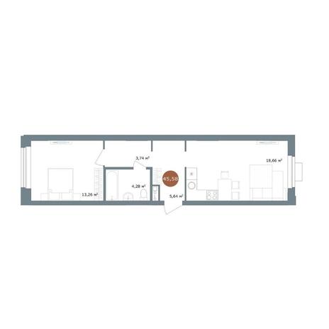 Вариант №15024, 2-комнатная квартира в жилом комплексе Цивилизация